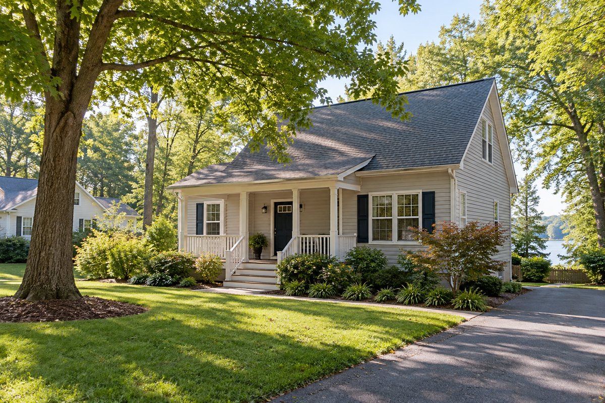 A modest detached home on a leafy Southern Maryland street, illustrating home affordability in Maryland.