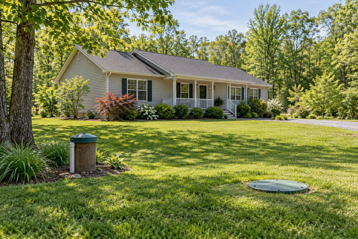 A rural Southern Maryland home with a private well and septic system, illustrating seller preparation.
